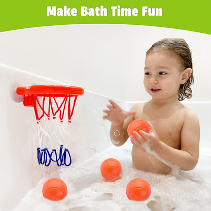 MARPPY Bath Toys - Bathtub Basketball Hoop for Kids Toddlers - Mold Free Bath Toys with Suction Cup & 3 No Hole Balls - Shower Toys and Bathtub Toys for Toddlers - Boys Girls