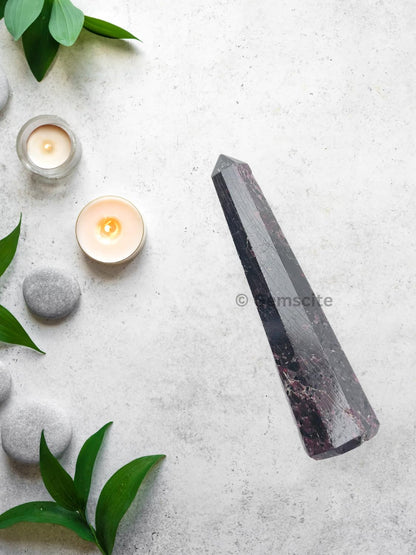 WholesaleGemShop 3 Inch Garnet Gemstones Obelisk Tower Jumbo Facet Aura Rock Crystal Natural Polished Earth Wand Spirit