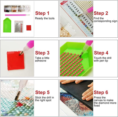 RYMILIE Diamond Painting Kits for Adults - 6 Pack Dragon DIY 5D Diamond Art Kits Full Drill Diamond Dots Paintings with Diamonds Gem Art and Crafts Home Decor 12x12inch