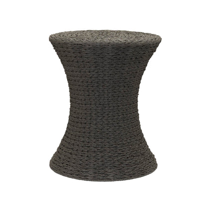 Household Essentials Handwoven Paper Rope Stool with Hourglass Shape, Gray