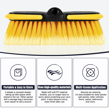 10 Inch Car Wash Brush Head, Scrub Brush Attachment for Long Handle Extension Pole,Outdoor Broom and Scrubbing Brush for Cleaning Window, Wall, House Floor, Deck, Patio, Car (10inch Brush-1Pack)
