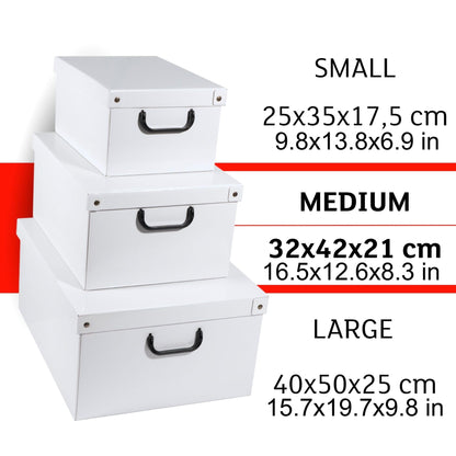Lavatelli: Storage Box: Medium - Map - Lid & Side Handles, Decorative Cardboard Organizer, Stacks-Folds, Home-Clothes-Toys-Office, 16.5 x 12.6 x 8.3