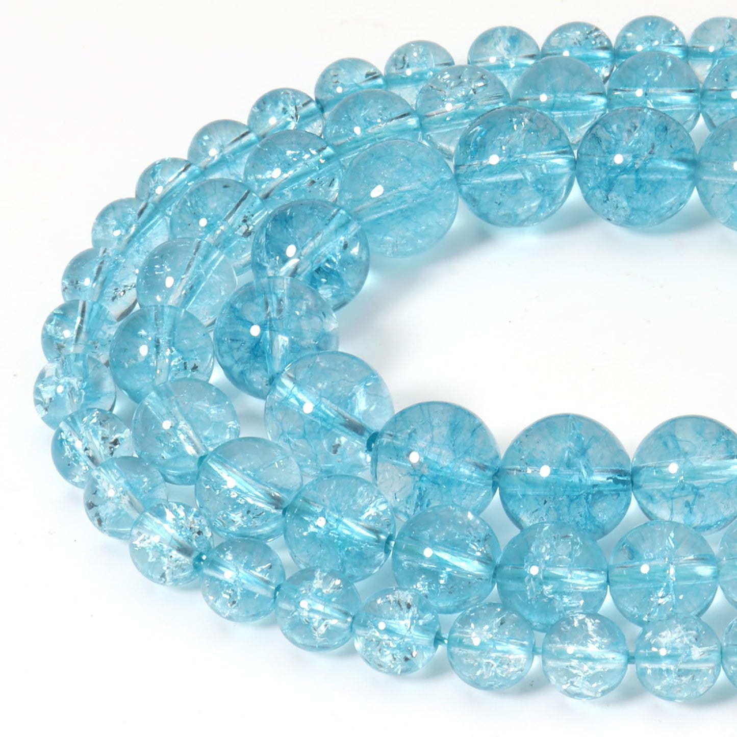 Siomia 45pcs 8mm Natural Blue Topaz Gemstone Beads Energy Healing Crystal Round Loose Stone Beads for Jewelry Making, DIY Bracelets Necklaces