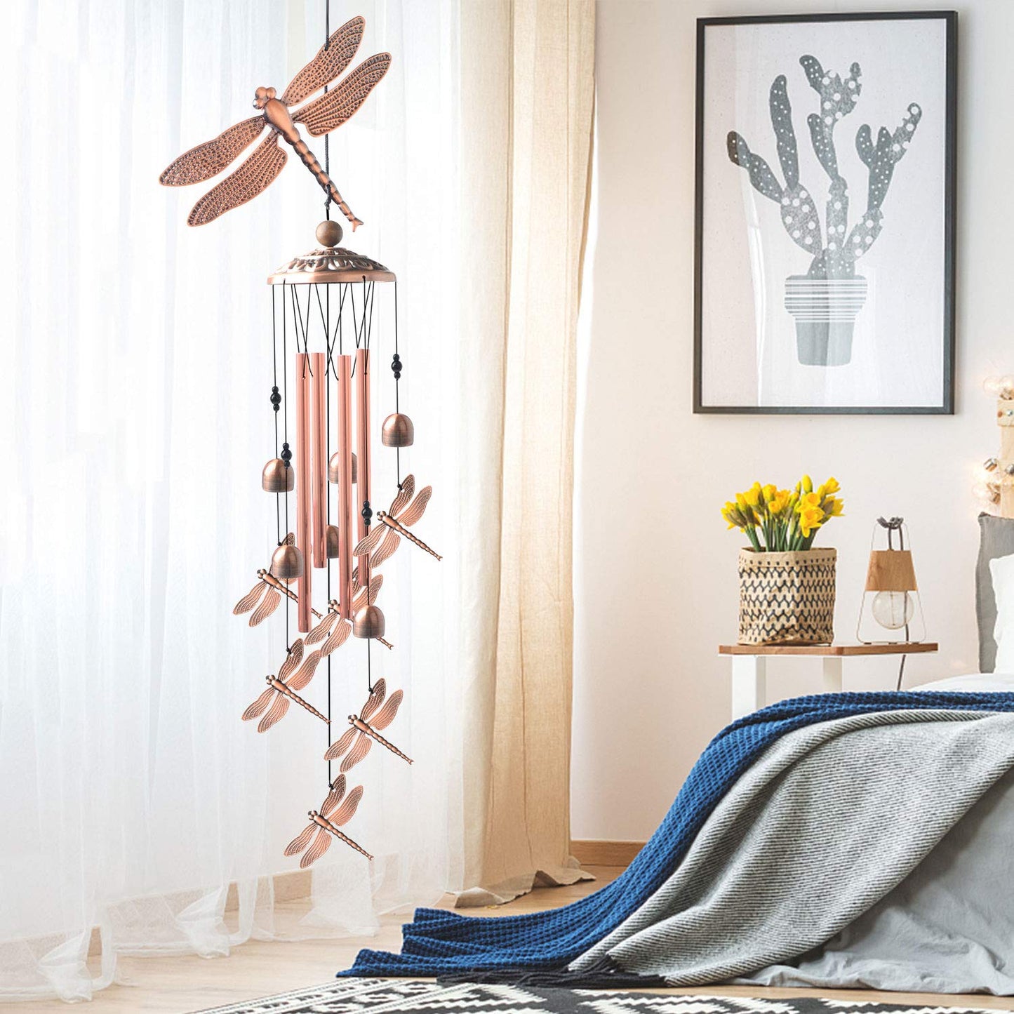 Dragonfly Wind Chimes, windchimes Outdoor, Garden Decor, Garden Gifts, Gifts for mom,Memorial Wind-Chimes Copper windchimes Indoor/Outdoor Waterproof
