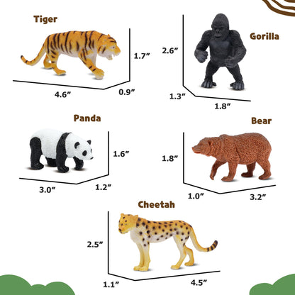 Beetots Safari Animal Figurines Set for Kids, 10 Piece Realistic Wild Zoo Animals Collection with Elephant, Lion, Tiger, Giraffe, Educational Toys for Toddlers Boys Girls