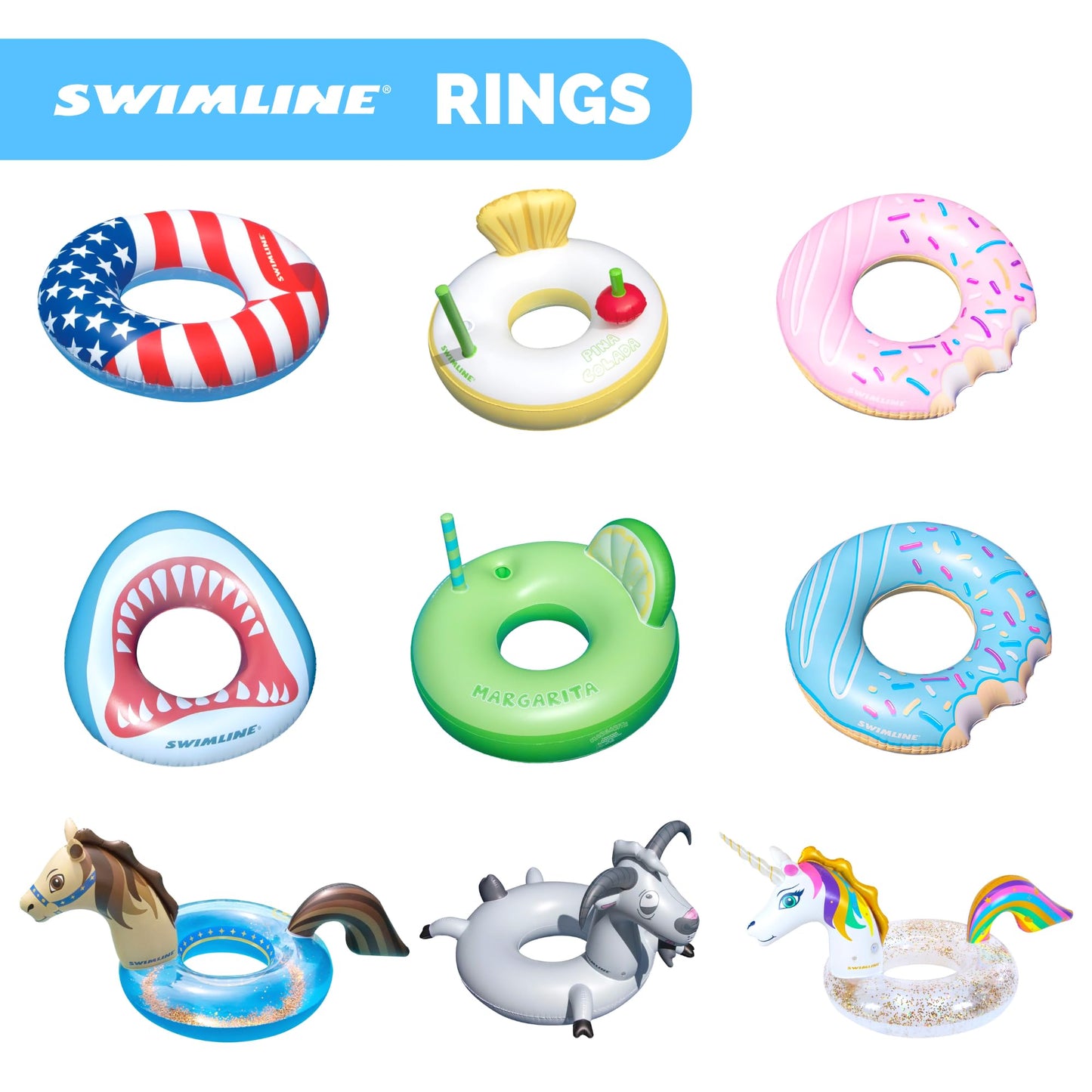 Swimline Glitter Hobby Horse Pool Ring – Inflatable Lounge Float with Fun Design for Adults & Teens – Durable Vinyl Ring for Pool, Lake, or Beach – Easy to Inflate and Store