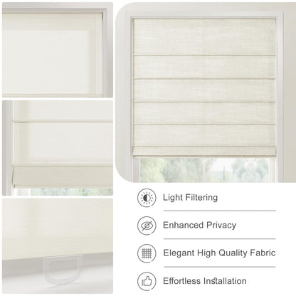 ChadMade Roman Shade for Farmhouse Interior Window, Cordless Custom Made Linen Blend Privacy Protection for Office Room Window Treatment, 1 Piece, Hunter Green, Belva Collection