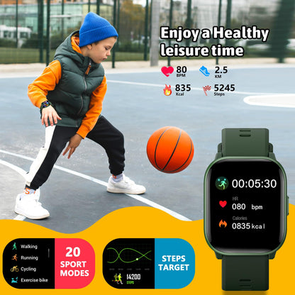 HENGTO SmartWatch for Kids,Kids Watch Girls Boys Watch with 20 Sport Modes, Pedometer, Sleep Monitor, Kids Sport Watches Birthday Gifts Toy Gift for Girls Boys 6-16 (Green)