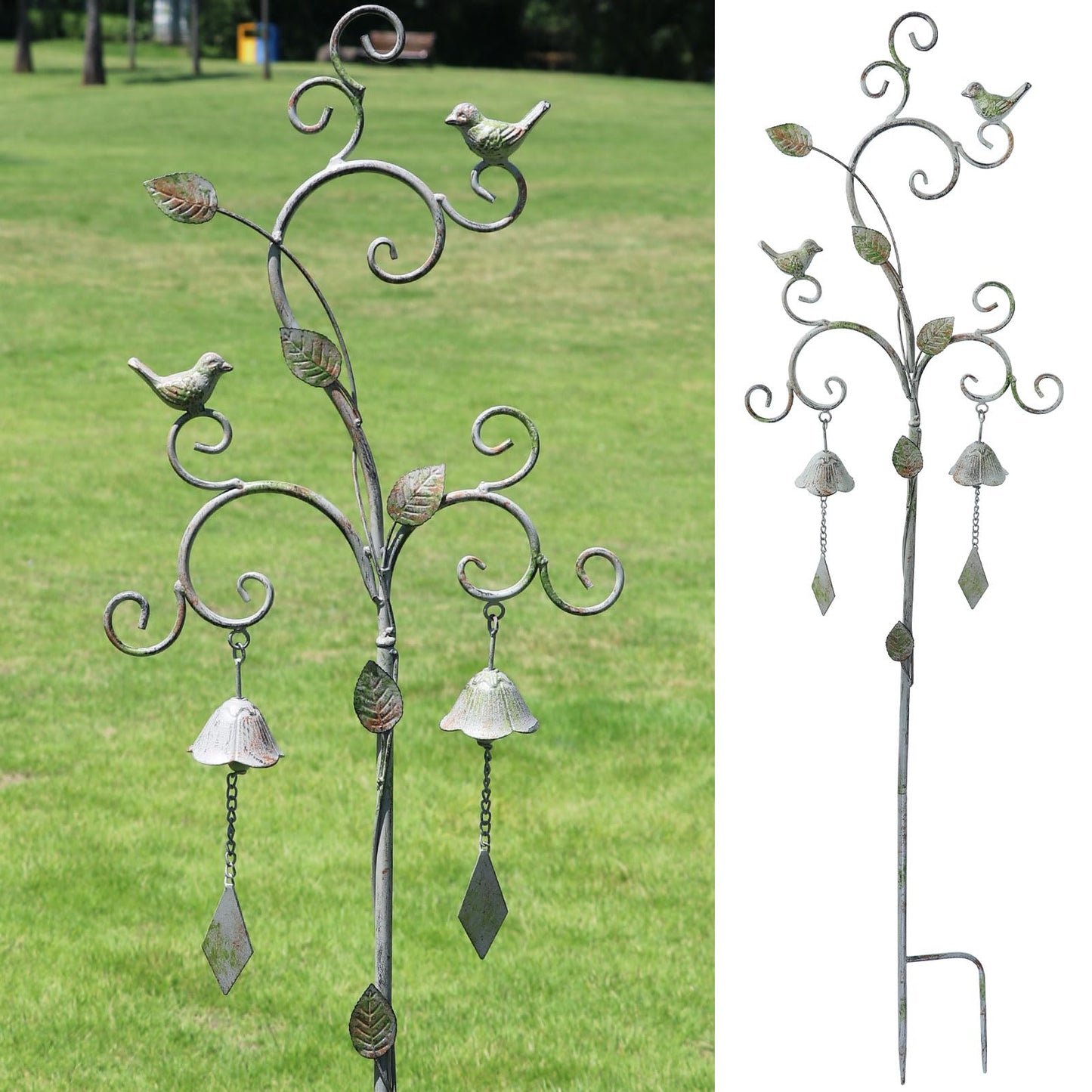 Garden Decor for Outside with Bells,Wind Chime Decorative Outdoor Yard Art, Metal Decorative Garden Stakes for Outside Garden,Flower Beds, Patio.