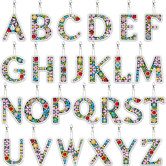 beinkmake 26pcs Letter Diamond Painting Key Chain Letters Diamond Art Keychain Kits Mini Pendant for Beginners Wallets School Bags Keys Decor Colorful
