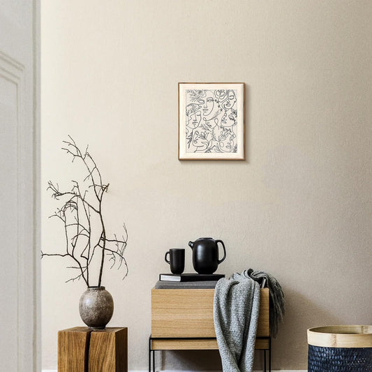 Uniro Framed Canvas Wall Art, Minimalist Abstract Women Face Line Art Print Neutral Wall Dec or, Mid Century Wall Art, Boho Wall Decor Aesthetic Poster Painting for Gallery Living Room Bathroom Bedroom W.all Decor, Neutral Beige Boho Room D.ecor - 10x12 i
