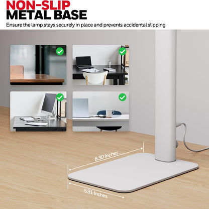 Honeywell LED Desk Lamp with Base - HJ1WT Sunturalux Eye-Caring Architect Desk Lamp for Home Office, 1200LM Computer Desk Light 4 Color Modes Stepless Dimming Task Desk Light with Timer Function White