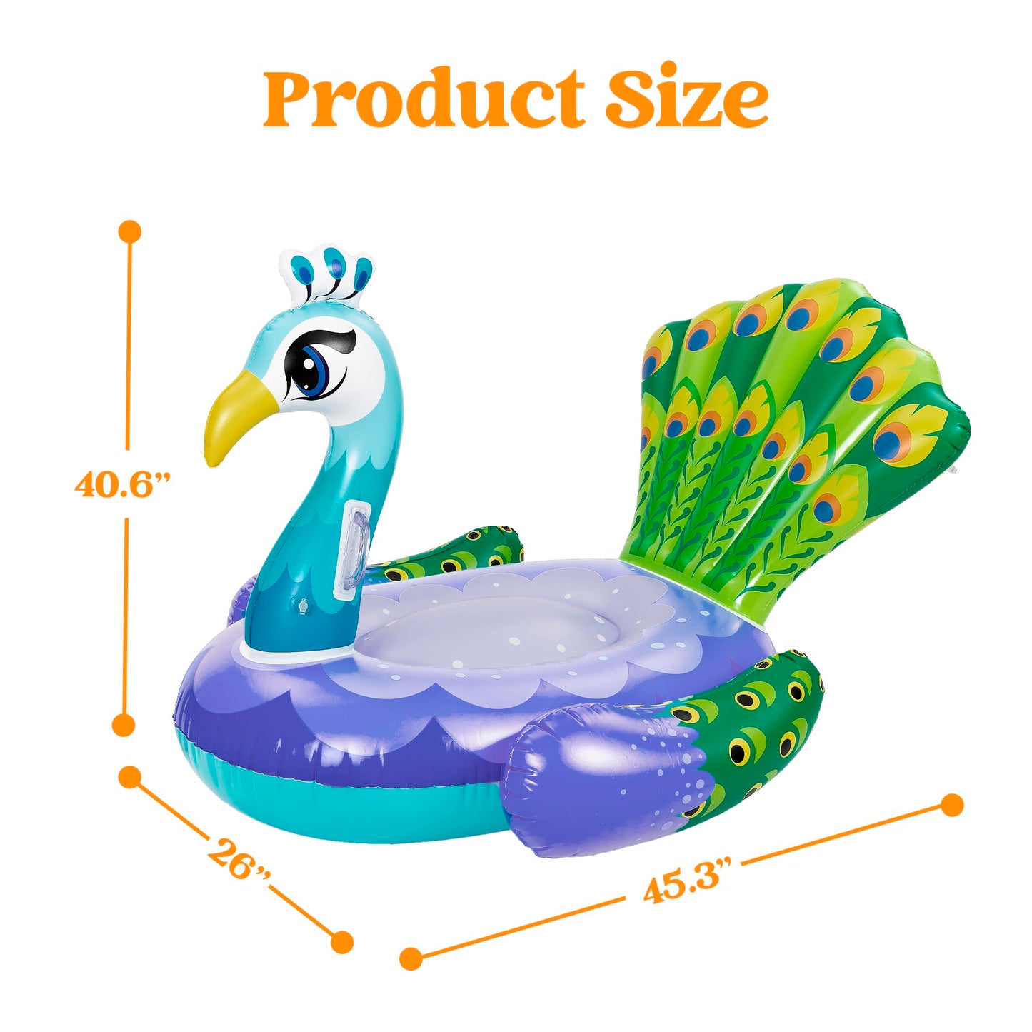 Sloosh 2-Pack Inflatable Dinosaur & Peacock Pool Floats Set, Fun Beach Floaties for Swim Party Decorations Toys, Inflatable Island, Summer Pool Raft Lounge Ride On for Adults Kids