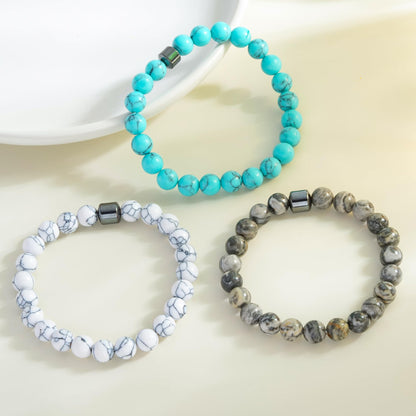 ZHDHDQ 3PCS Glame Anti Alcohol Bracelet for Men Women，Stone Volcanic Stone Reduce the Urge Drinking Alcohol Manifestation Relieve Anxiety Stress Jewelry Gift (grey/emerald green/ashen)