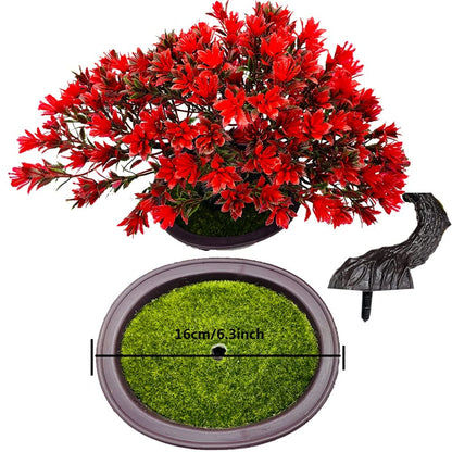 Artificial Plants & Greenery Fycooler Fake Plants Plastic Artificial Bonsai Tree, Red Bonsai Tree Juniper for Home Bedroom Living Room Office Desk Bookshelf Farmhouse Decor Zen Garden Decorations