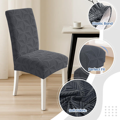 YSTELLAA Dining Room Chair Covers Set of 4,Stretch Chair Covers Parson Chair Slipcovers Removable Washable Kitchen Chairs Seat Covers,Light Gray