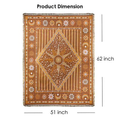 TOFUNTOY Boho Throw Blanket for Couch Sofa Bed, Decorative Throw Blanket with Tassels, 50"x60" Bohemian Woven Cover for Home Living Room Bedroom Indoor Outdoor Picnic