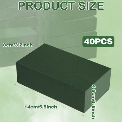40Pcs Floral Foam Blocks, Floral Foamused for Plant Foam and Flower Green Floral Foam Blocks for Dried and Fresh Flowers Florist Foam Dry Foam for Artificial Flowers Supplies 5.5 X 3.2 X 1.8 in