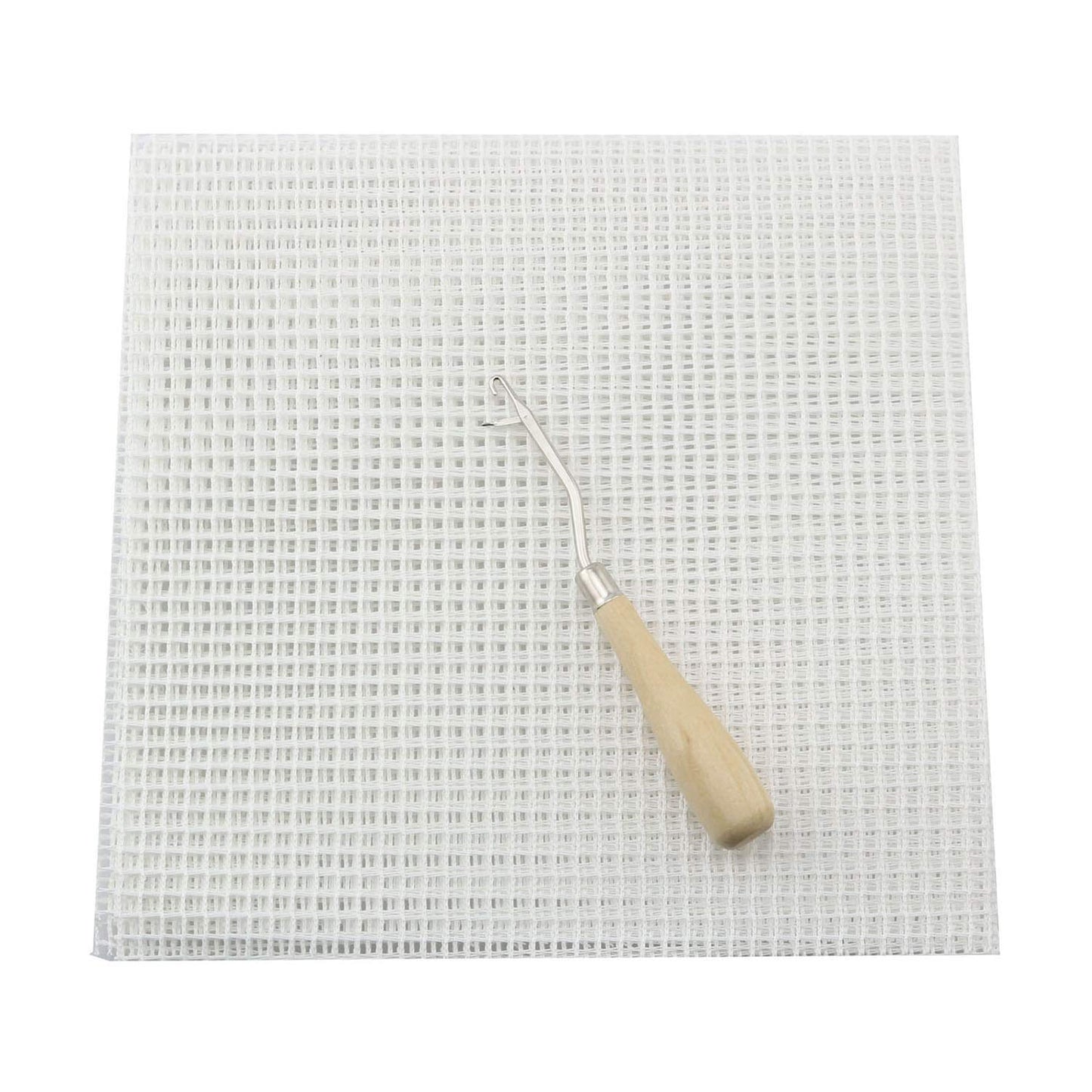 NX Garden 50x100cm Blank Rug Hooking Mesh and Bent Latch Crochet Hook with Wood Handle DIY Kit Tool for Tapestry Carpet Rug Making Embroidery Crafts Decor