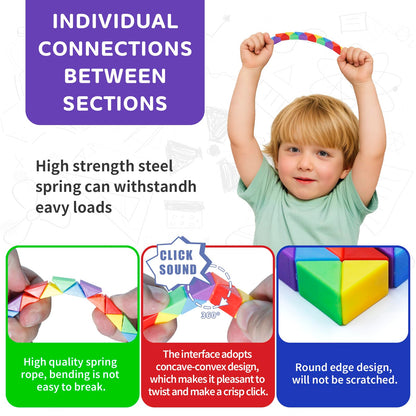LENDOD 30 Pack Mini Fidget Snake Cube Toys Goodie Bag Stuffers for Kids, Treasure Box Toys for Classroom, Twist Puzzle for Party Favors, Birthday & Back to School Gifts, Stocking Stuffers for Kids