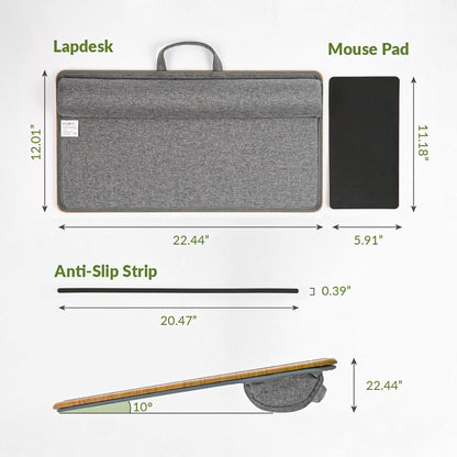 ergomi Lap Desk with Soft Cushion and Wrist Rest – Portable Laptop Desk for Bed, Couch & Home Office, Removable Mouse Pad & Anti-Slip Strip for 17 inch Laptop (Large, Wood Pattern)