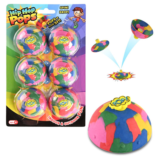 6in1 Bounce Bowls Ball Fidget Toy for Kids & Adults Spinning Stress Relief, Pop Up Outdoor Game Sports Fingertip Toy for School, Birthday Party Favors, Goodie Bag Fillers for Boys and Girls