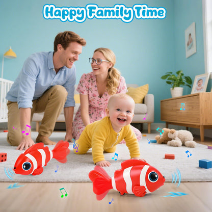 Crawling Fish Baby Toys, Novelty Tummy Time Toys for Babies 6-12 Months, Magic Swinging Fish Crawling Toys for Infant Toddler Learning Crawl Walking Dancing Goodie Bag Stuffers 1st Birthday Gift