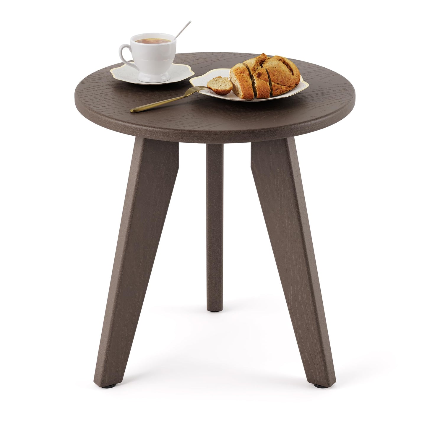 Homenjoy Outdoor Side Table, HDPS Outdoor Table, Small Round Side Table Weather-Resistant, Outdoor Side Tables for Patio, Porch,Deck,End Table for Plant Stand, Dark Brown