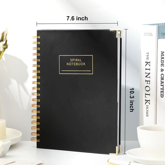 Yoment Hardcover Spiral Notebooks for Work School, B5 Journal Notebook with Tabs Dividers, Multi 5 Subject Notebook College Ruled, 240 Pages Lined Journal for Men, Back to School, Gifts, Black