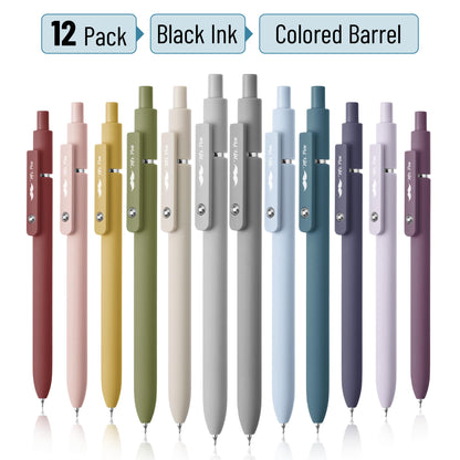 Mr. Pen- Retractable Gel Pens, 12 Pack, Morandi and Vintage Barrels, Fast Dry, Black Gel Pens Fine Point 0.5mm, Aesthetic Pens for Journaling
