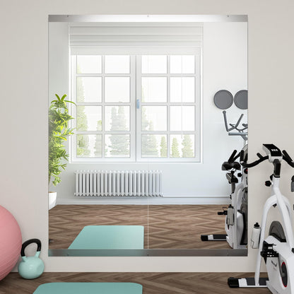 NEUWEABY Home Gym Mirror, 57''X24''-2PCS Large Yoga Mirror, Frameless Full Length Mirrors for Fitness, Tempered Glass, Wall Mounted for Dance Studio, Garage