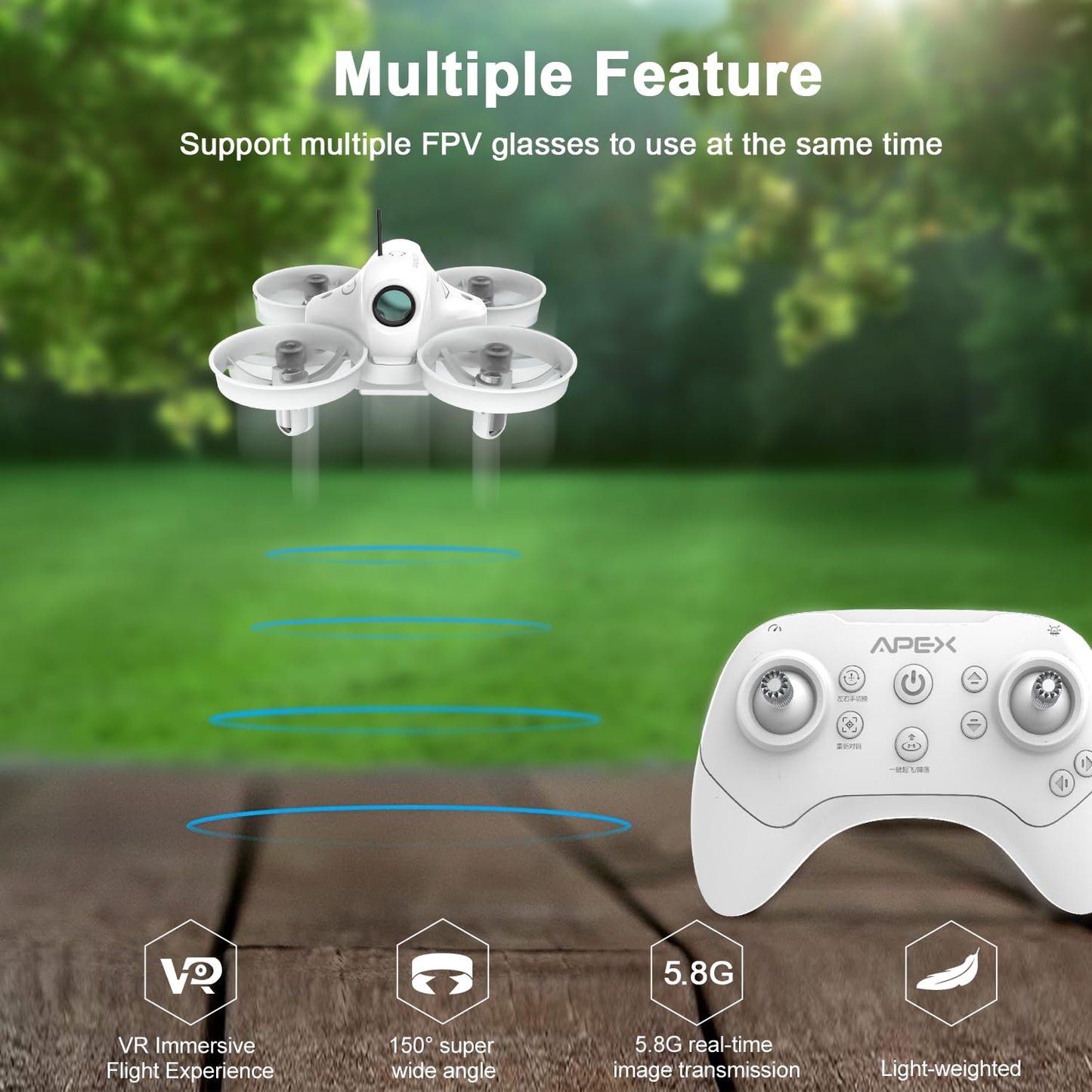 APEX FPV Drone Kit,FPV Goggles,First-person view drone,FPV Racing Drone for Beginners,Low-Latency 5.8G Transmission, Drop-Resistant,VR70-2.0