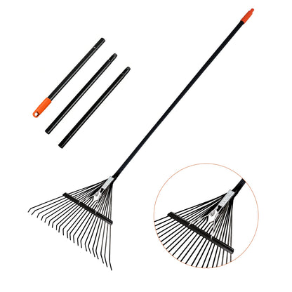 LA ZINNIA Rake for Leaves,22.8" Wide Gardening Leaf Rake for Lawns,22 Metal Tines with 33-67" Adjustable Handle Rakes for Lawns Yard Grass Flower Beds