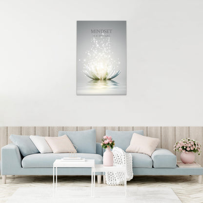 Lotus Flower Wall Art Canvas Mindset Motivational Quotes Poster for Zen Office Wall Decor Spiritual Meditation Prints Artwork Framed (16 x 24inches)