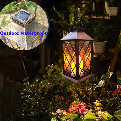 Solar Lantern Outdoor,Garden Hanging Lantern- PVC Waterproof 3 LED Flickering Flameless Candle Decorative Lights for Table,Outdoor,Party(1 Pack)