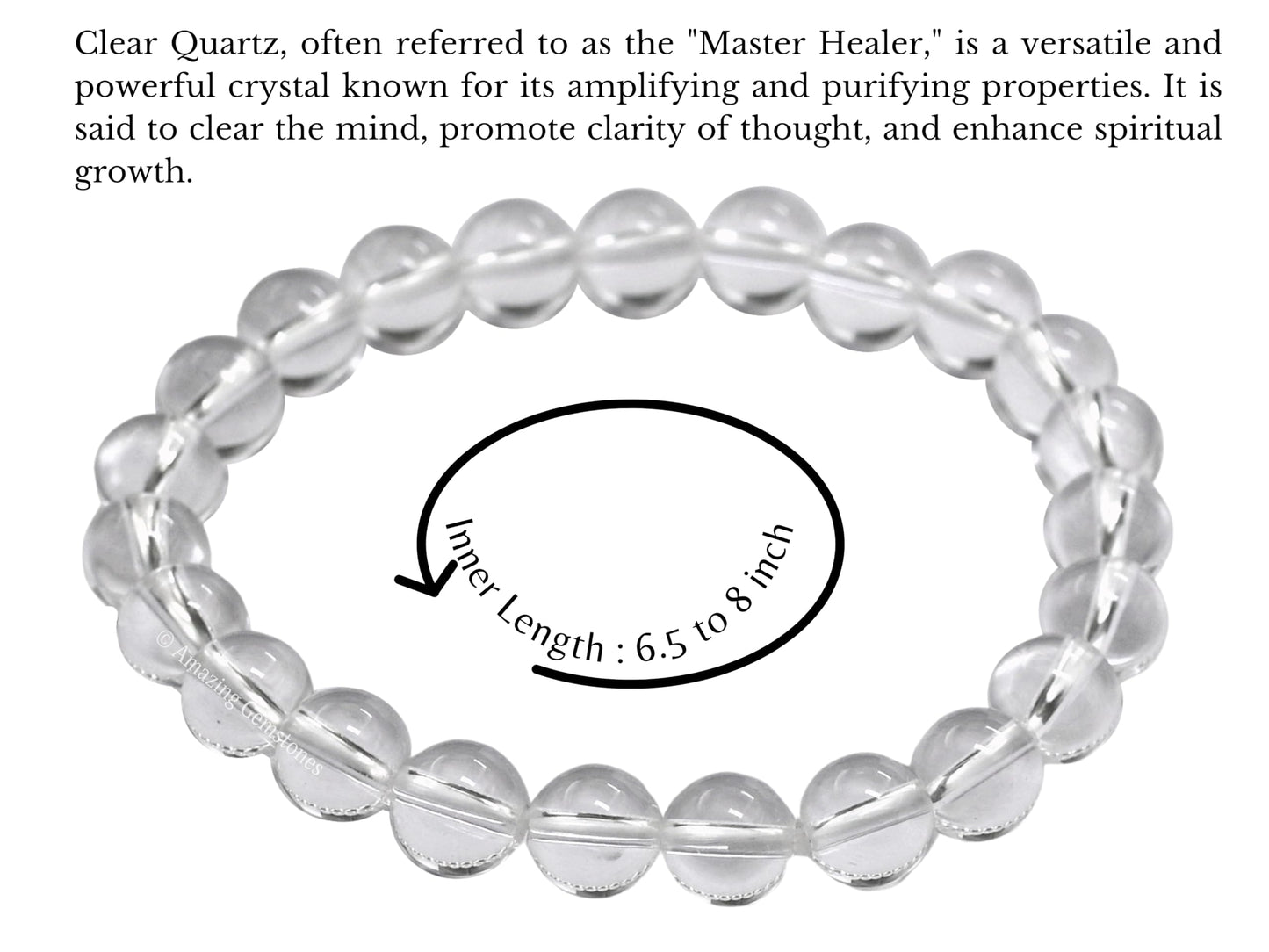 Amazing Gemstone Crystal Bracelet for Women Men's Gifts - Protection Healing Crystal Bracelet - 8mm Gemstone Beaded Stretchable Bracelet Pulseras Para Hombres Mujer Stocking Stuffers Mothers Day Gift (Clear Quartz)