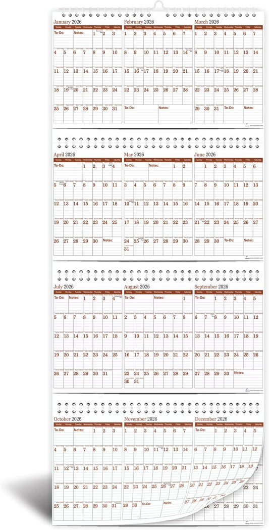 2026-2029 Yearly Wall Calendar by STRIVE ZEN, Quarterly Planner, Move a Page, Julian Date, January 2026 to December 2029, Thick Paper, Vertical, Rolling 12 months, 36" x 17", 4 Full Years, 48 Months