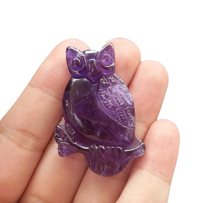 Bacatgem Natural Amethyst Owl Figurines Crystals and Healing Stones,Haped DIY Pendant