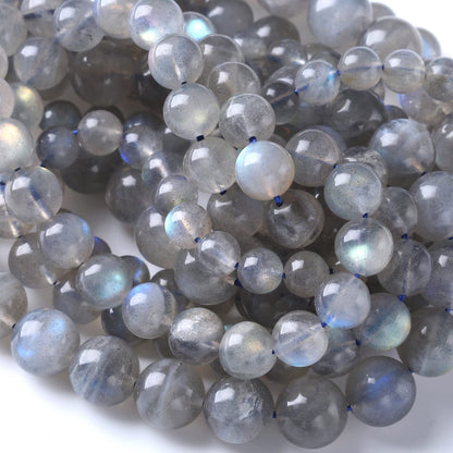10mm 36pcs 7A Natural Gray Labradorite Gemstone Beads for Jewelry Making DIY Bracelet Necklace Accessories 15" Energy Healing Power Stone Beads (Gray Labradorite, 10mm)