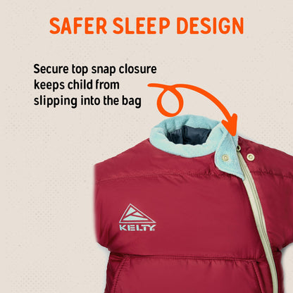 Kelty Space Cadet Infant and Toddler Sized Arms-Out Sleeping Bag, 30-40F Degree Rated, 8M-4T, Fleece-Lined Hand Covers (40F / 2-4T)