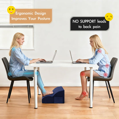 Echaprey Foot Rest for Under Desk at Work,Adjustable Under Desk Footrest Multifunctional 3-Tier Foot Stool with Non-Slip Base and Washable Cover Ergonomic Foot Stool for Office,Home,Car,Travel (Blue)