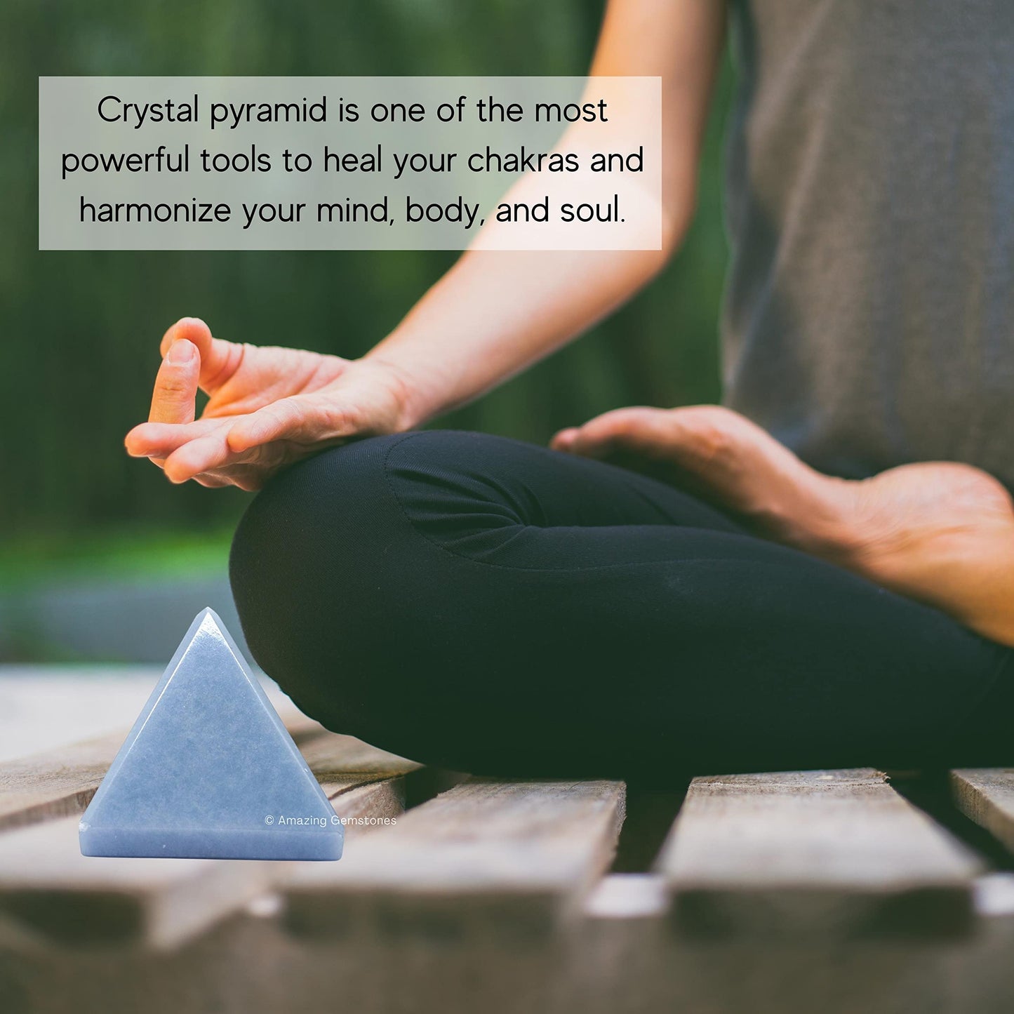 Amazing Gemstone Angelite Pyramid Crystal Healing Stones - 2" Great Pyramid Figurine of Natural Stone Pyramid for Meditation, Reiki, Chakra Balancing and Crystal Pyramids Grid