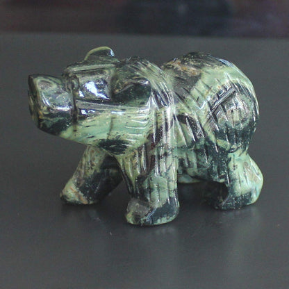 2'' Hand Carved Mixed gemstome Crystal Bear Figurine Animal Carving (kambaba Jasper)