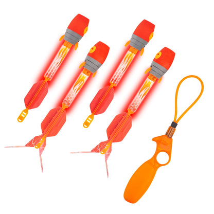 Zing Firetek Rocket Combo Pack, Light-Up Toys Include 2 Firetek Rockets (Fly up to 250 Feet), 2 Firetek Copters (Fly up to 150 Feet) and 1 Rip Zip Launcher, for Kids Ages 8 and Up