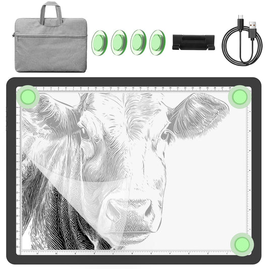 YINGWOND 9000LUX A4 Rechargeable Tracing Light Box with Padded Case,Wireless Diamond Art Light Board,Side Physical Buttons and Magnetic Portable Light Pad for Diamond Painting,Drawing,Sketching