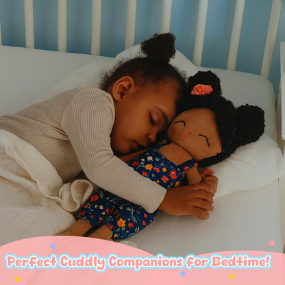 Jumbrace Soft Black Baby Doll Toys 16'' African American Baby Rag Doll for Girls, One Year Old Girl Birthday Gifts,Plush Toys for Toddlers Kids Infants (Black)