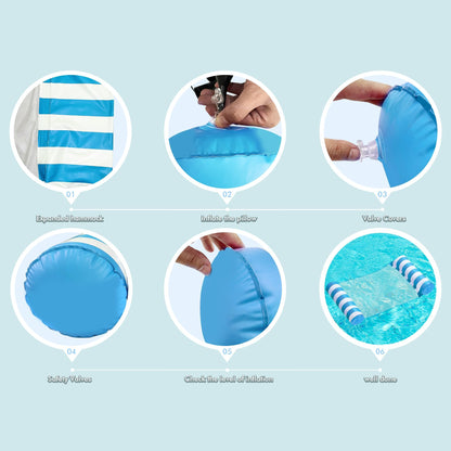 5 Pack Inflatable Pool Floats, OKSUWATER 4-in-1 Water Hammock, Pool Floats Adult Size for Swimming Pool Party Summer Lake Water Fun (5 Pack-Multicolor)