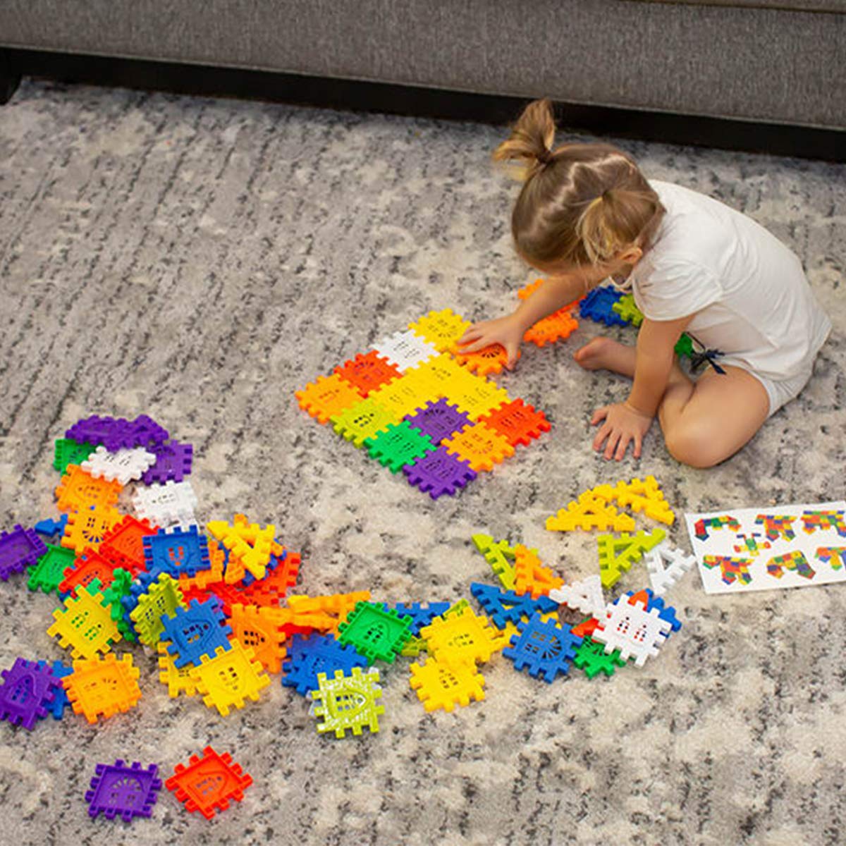 RAINBOW TOYFROG Waffle Blocks STEM Building Toys for Kids Ages 4-8, Large Kids Building Blocks with Toy Storage Container – Kindergarten Toys Preschool manipulatives Toddler Toys