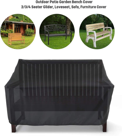 Hengme Outdoor Glider Bench Cover, Waterproof Patio Porch Loveseat Covers for Yard Rocking Swing Chair, Garden 2-Person Sofa, Black, 48" W x 29" D x 36" H