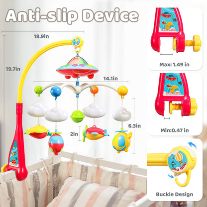 BOBXIN Baby Mobile for Crib, Crib Mobile with Projector and 108 Melodies Music, Crib Toys with Remote Control and Hanging Rattles Rotating,Toy for Newborn and Baby Boy Girl Sleep